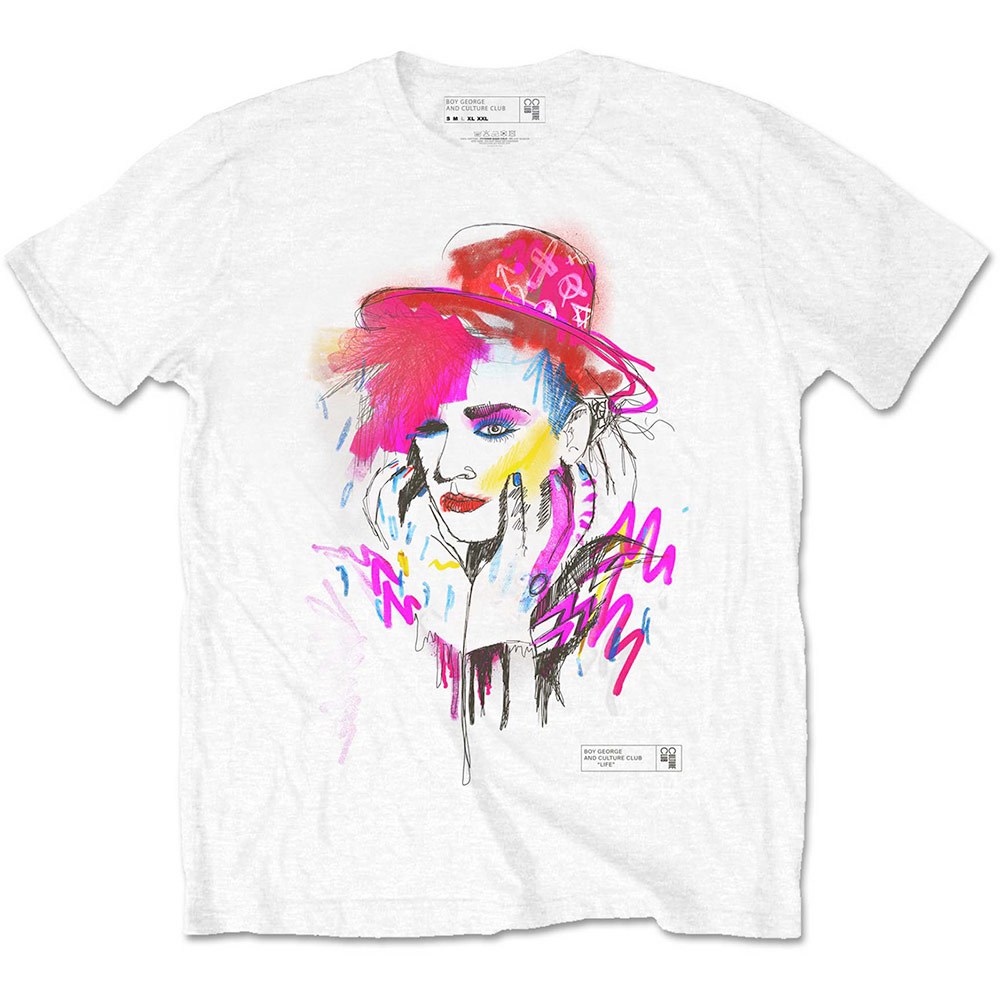 Boy George & Culture Club - Drawn Portrait Tshirt Homme - Blanc